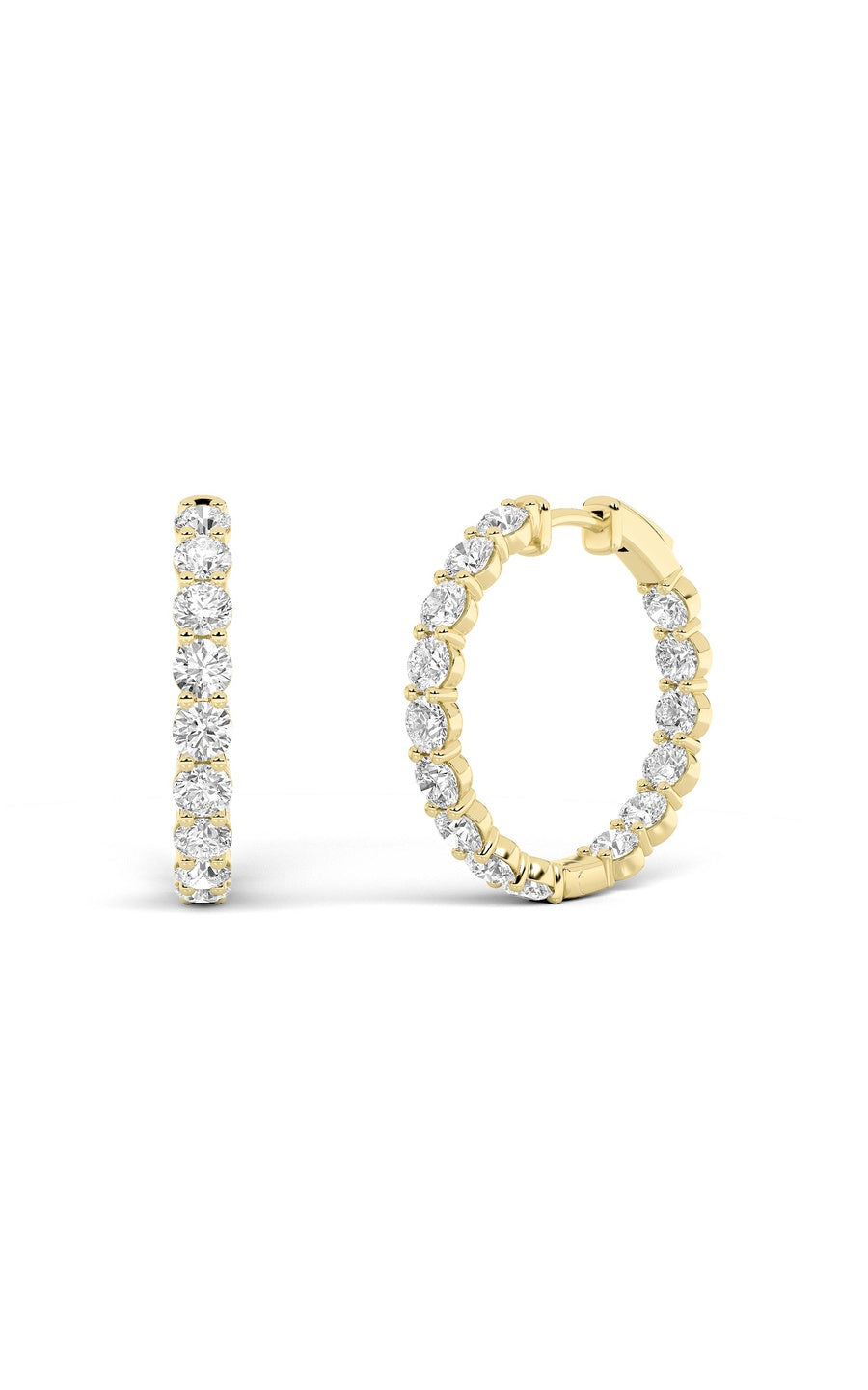 5Cttw Round Shaped Lab Grown Diamond Inside Out Hoop Earrings in 14K Gold (F/VS)