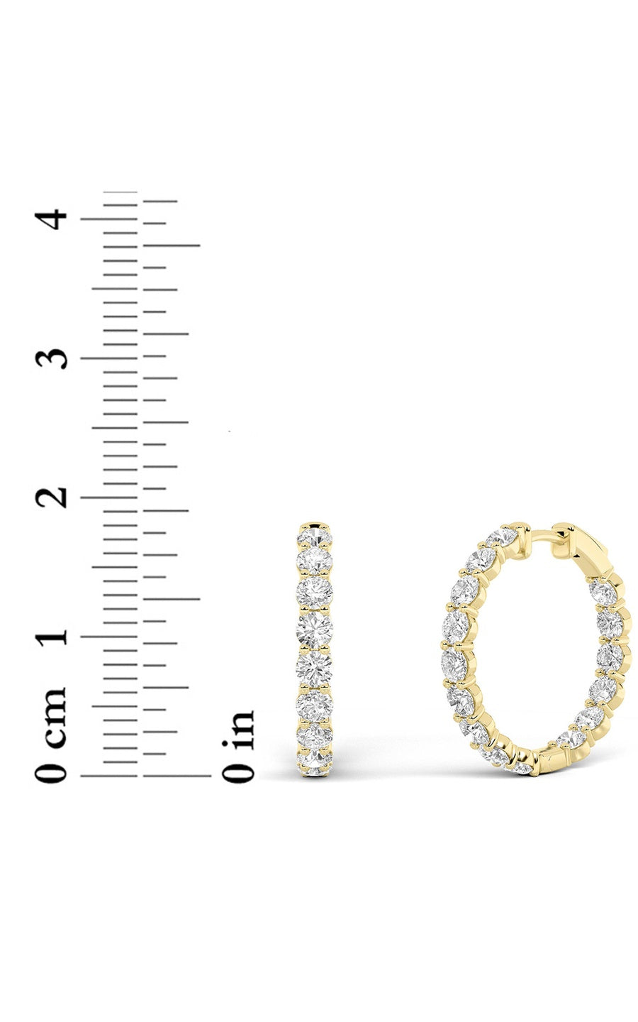 5CTW Round Shaped Lab Grown Diamond Inside Out Hoop Earrings in 14K Gold (F/VS)