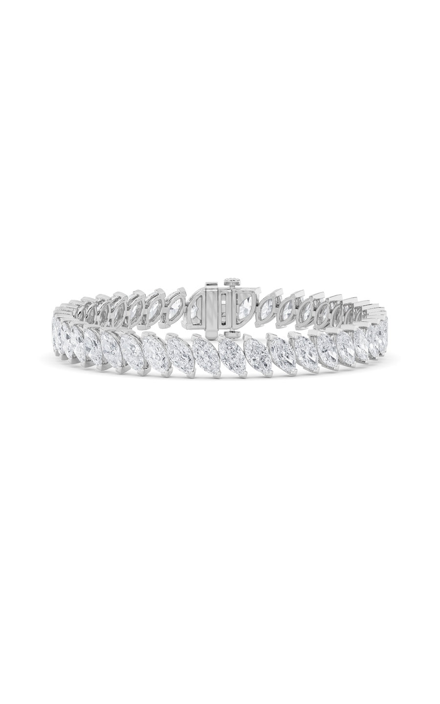 16.5Cttw Marquise Shaped Lab Grown Diamond (F/VS)Angled Line Bracelet in 14K Gold