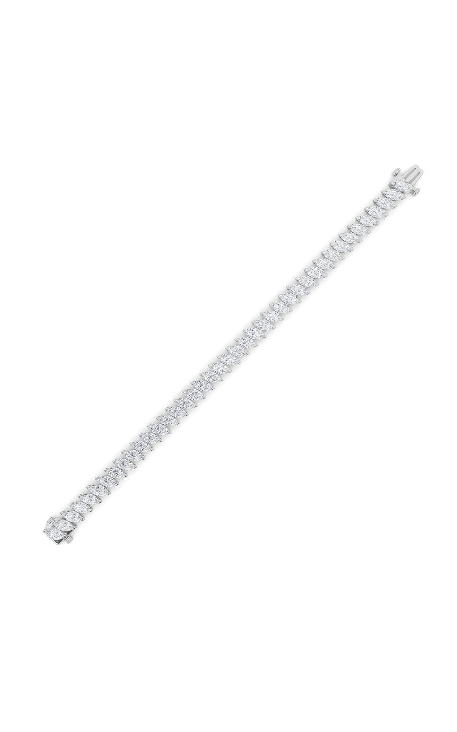 16.5Cttw Marquise Shaped Lab Grown Diamond (F/VS)Angled Line Bracelet in 14K Gold