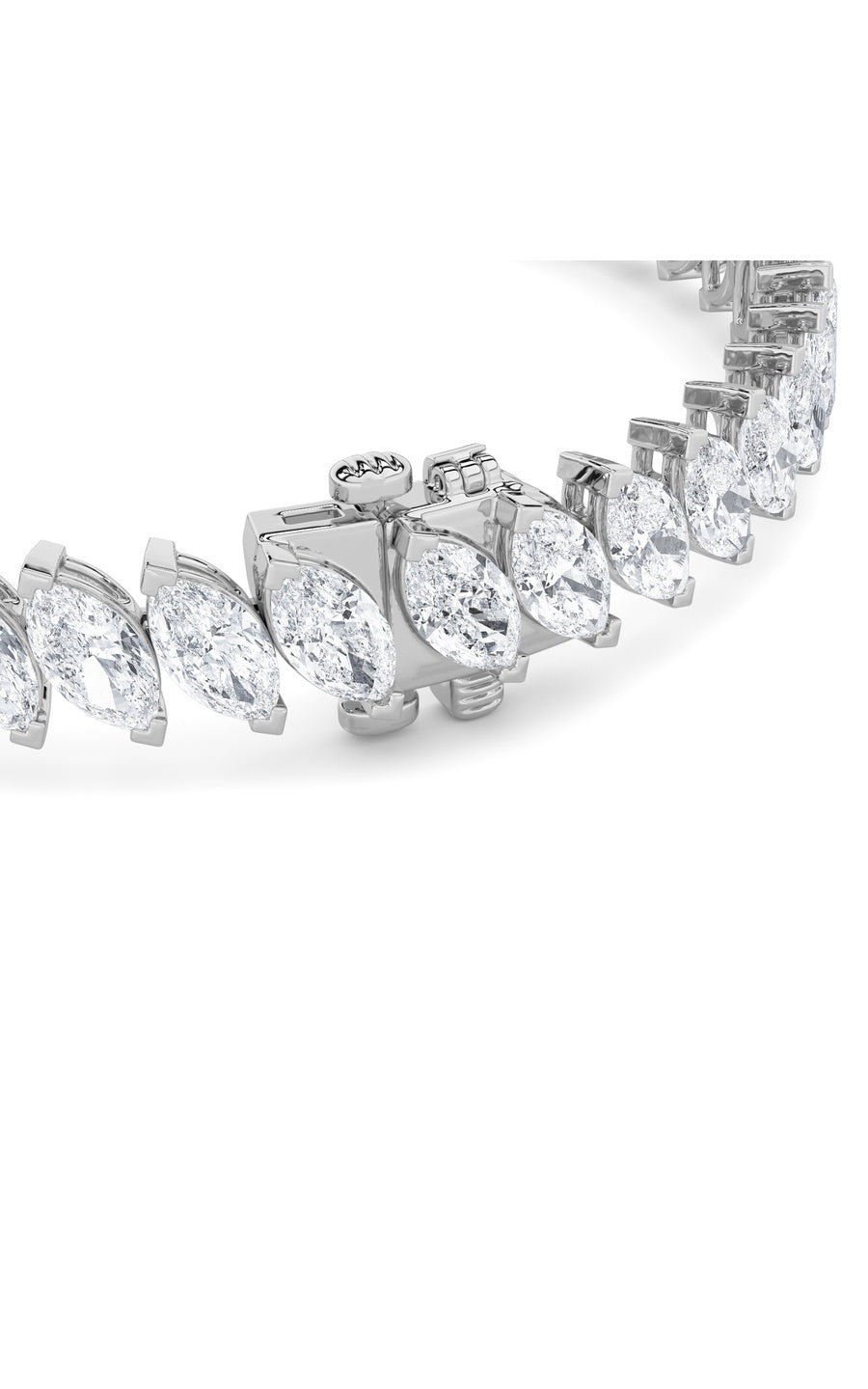 16.5Cttw Marquise Shaped Lab Grown Diamond (F/VS)Angled Line Bracelet in 14K Gold