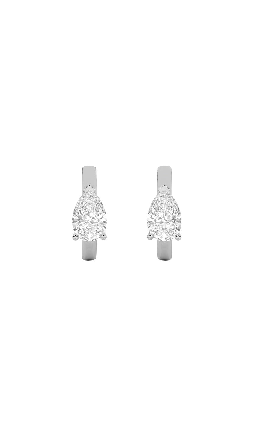 1.5Cttw Pear Shaped Lab Grown Diamond (F/VS) Solitaire Huggie Earrings in 14K Gold