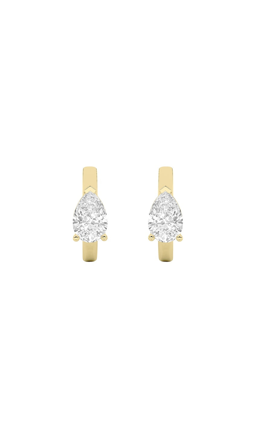 1.5Cttw Pear Shaped Lab Grown Diamond (F/VS) Solitaire Huggie Earrings in 14K Gold