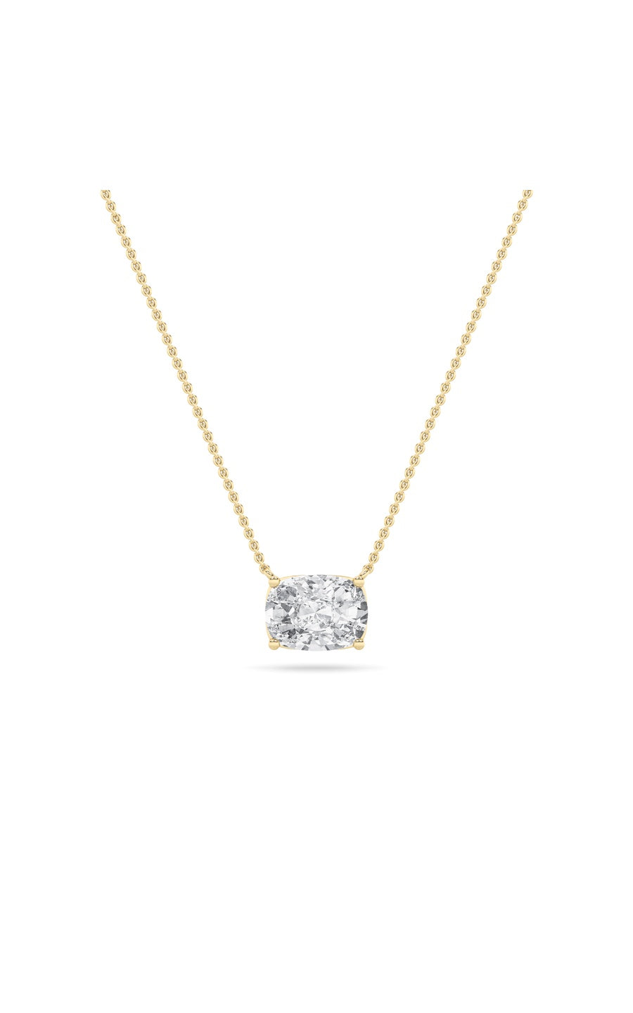 2Cttw Elongated Cushion Shaped Lab Grown Diamond (F/VS) East West Solitaire Necklace in 14K Gold