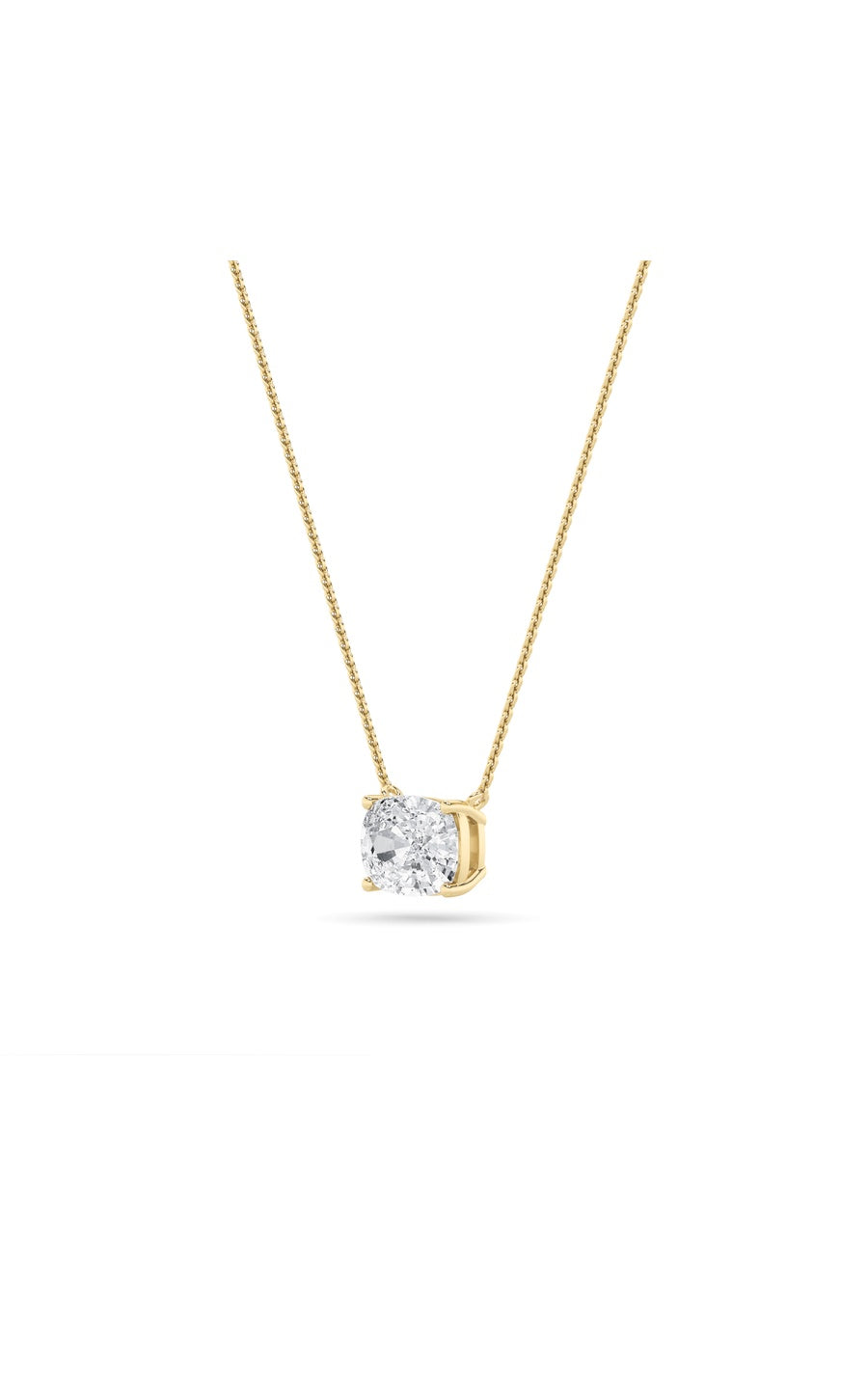2Cttw Elongated Cushion Shaped Lab Grown Diamond (F/VS) East West Solitaire Necklace in 14K Gold