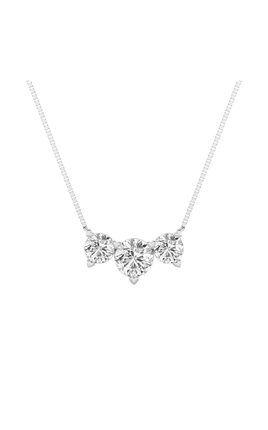 2Cttw Round Shaped Lab Grown Diamond (F/VS) ThreeStone Necklace in 14K Gold