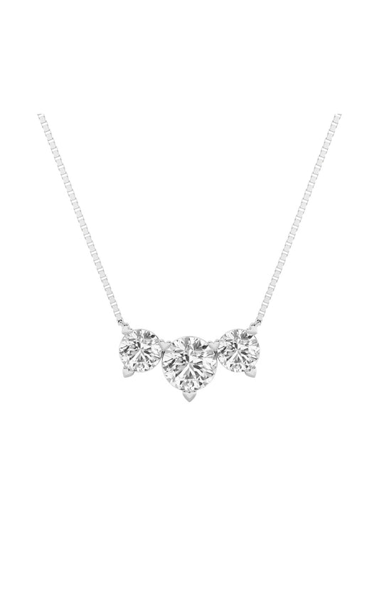 2Cttw Round Shaped Lab Grown Diamond (F/VS) ThreeStone Necklace in 14K Gold