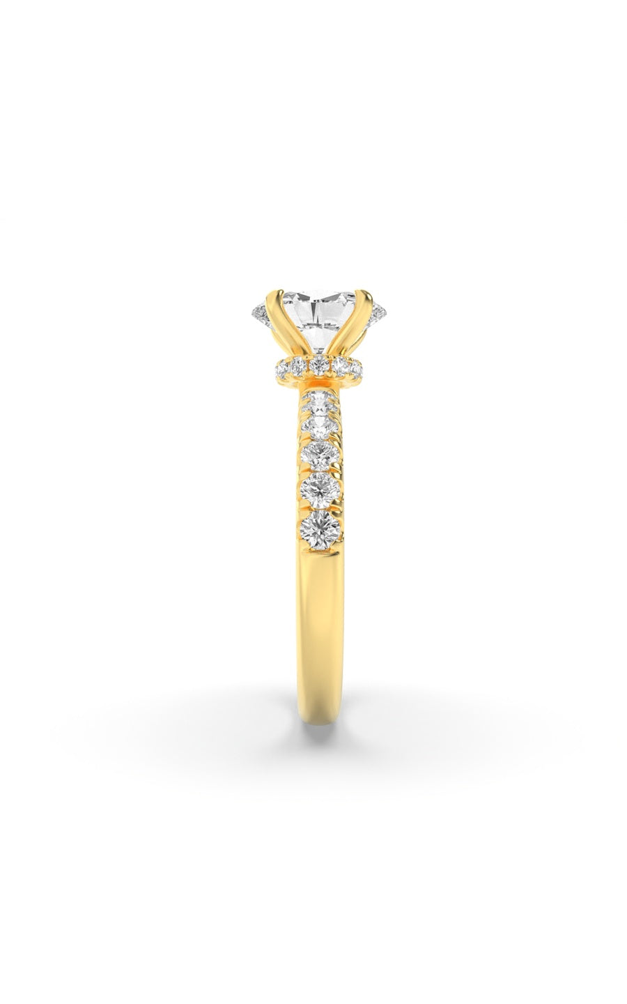 2Cttw Oval Shaped Lab Grown Diamond (F/VS) HiddenHalo Accented Ring in 14K Gold