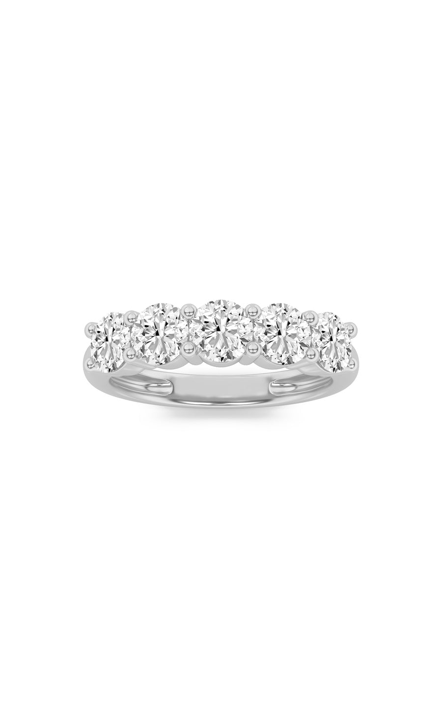 3Cttw Round Shaped Lab Grown Diamond (F/VS) Five Stone Band Ring in 14K White Gold