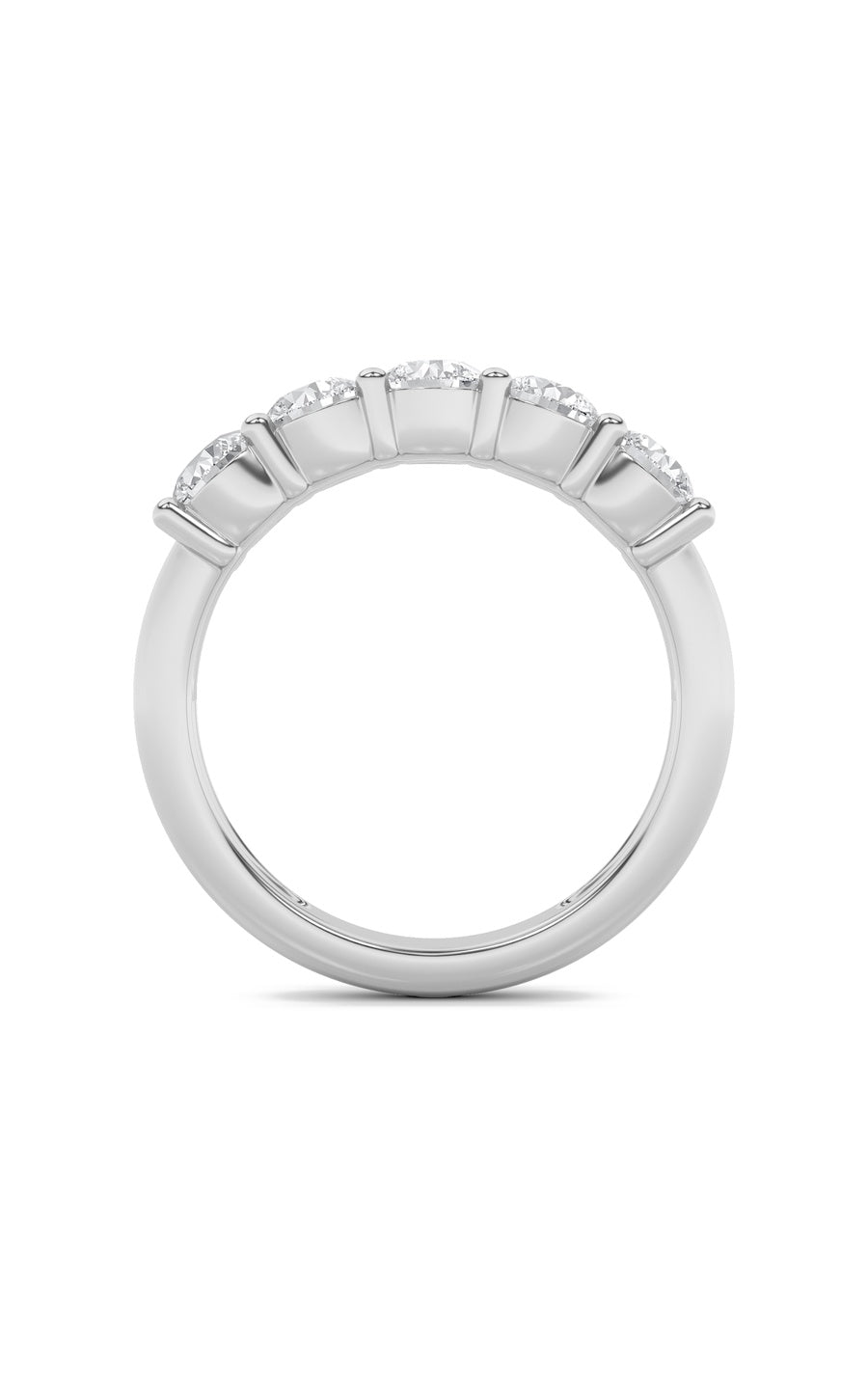 3Cttw Round Shaped Lab Grown Diamond (F/VS) Five Stone Band Ring in 14K White Gold
