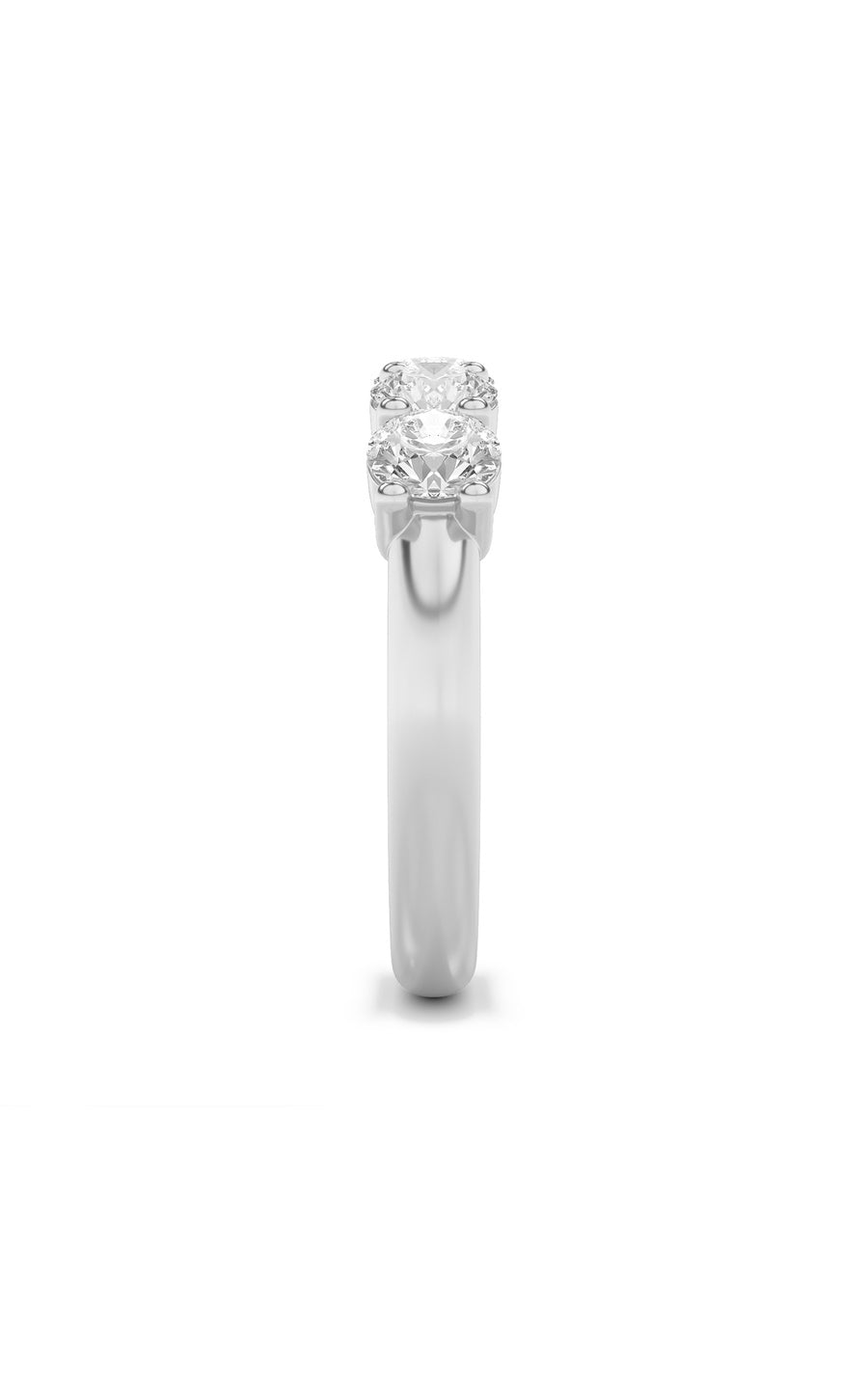 3Cttw Round Shaped Lab Grown Diamond (F/VS) Five Stone Band Ring in 14K White Gold