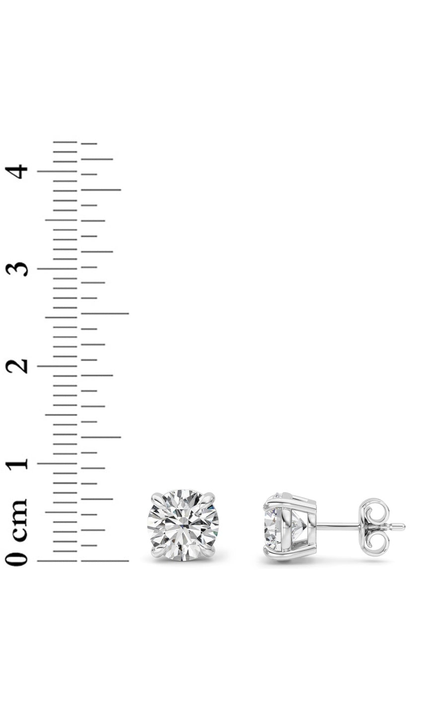 3Cttw Round Shaped Lab Grown Diamond 4 Prong StudEarrings in 14K Gold (G/VS)
