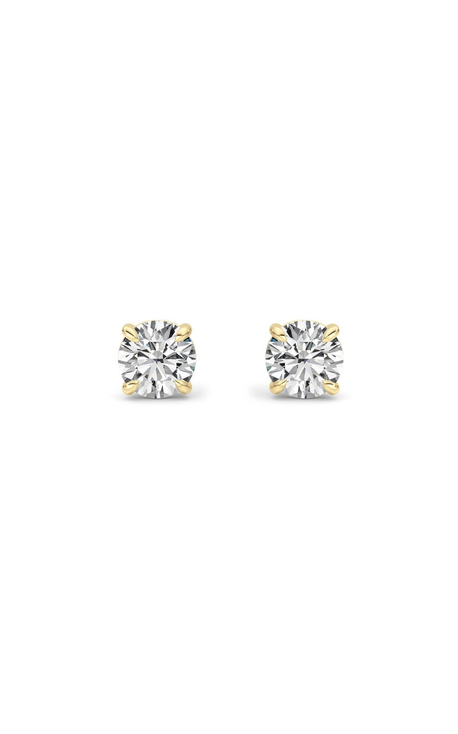 3Cttw Round Shaped Lab Grown Diamond 4 Prong StudEarrings in 14K Gold (G/VS)