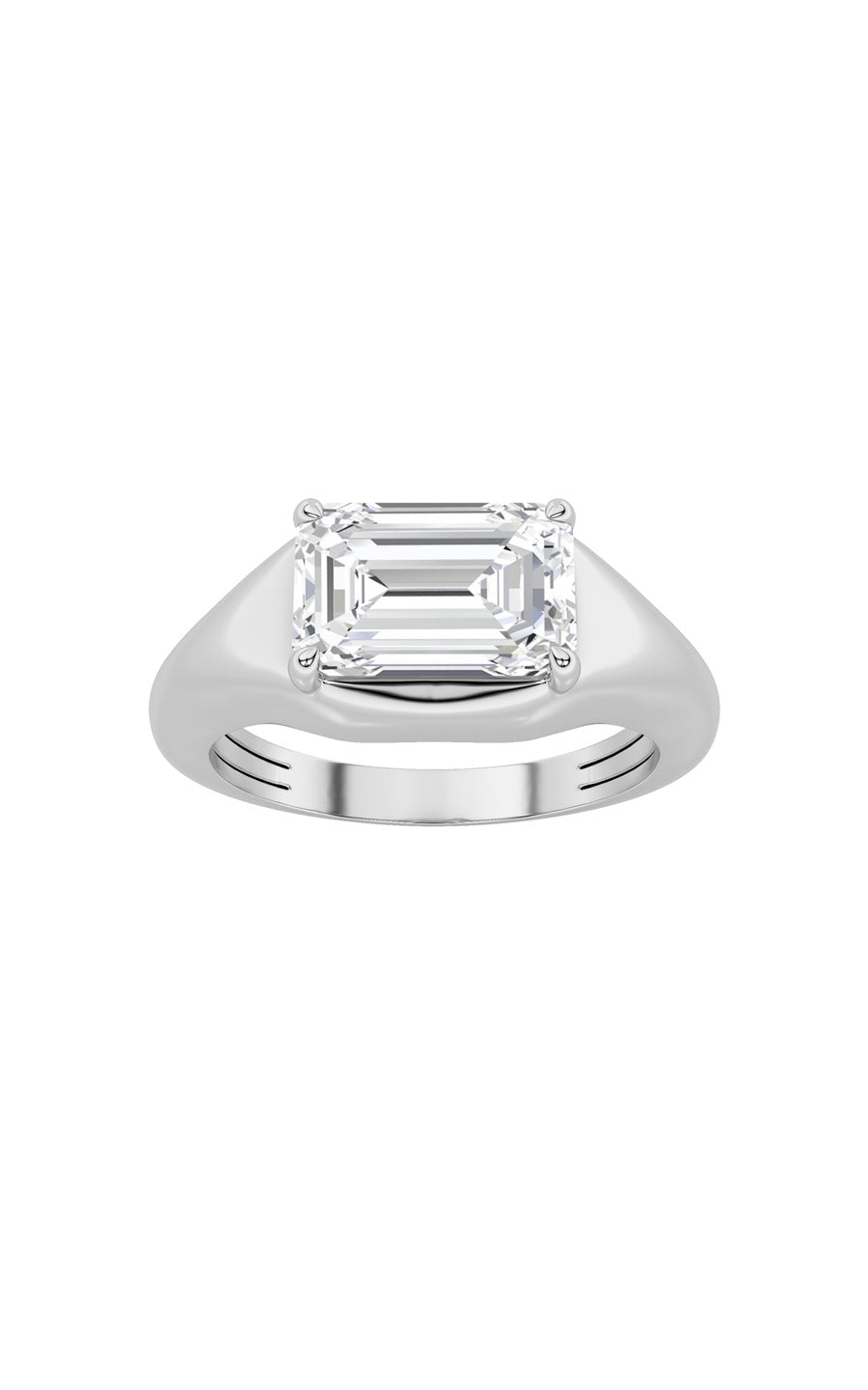 2Cttw Emerald Shaped Lab Grown Diamond (G/VS) EastWest Solitaire Ring in 14K Gold