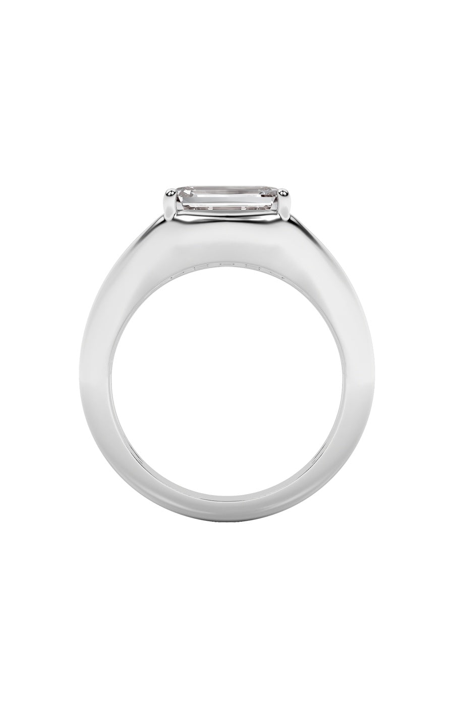 2Cttw Emerald Shaped Lab Grown Diamond (G/VS) EastWest Solitaire Ring in 14K Gold