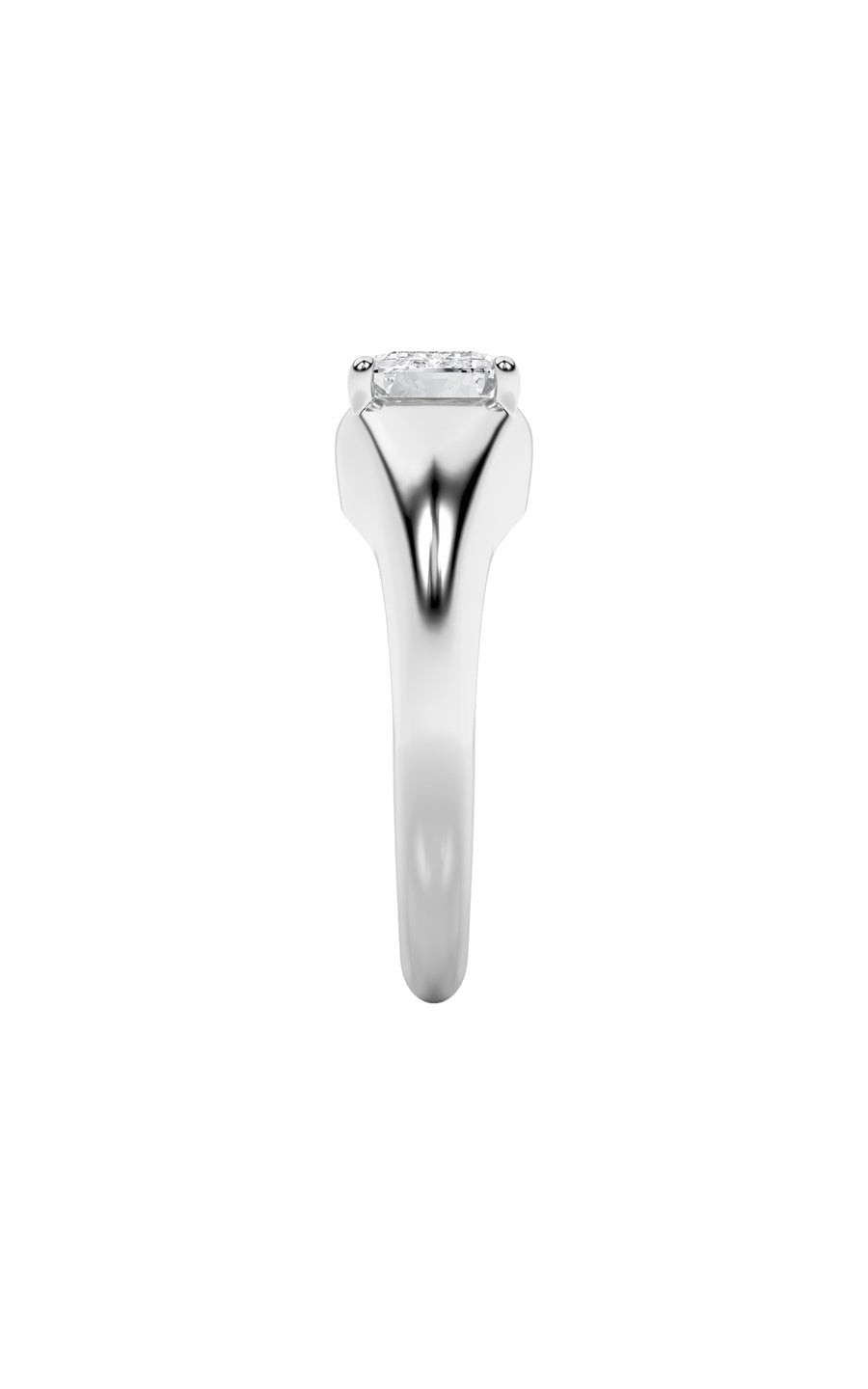 2Cttw Emerald Shaped Lab Grown Diamond (F/VS) East West Solitaire Ring in 14K Gold