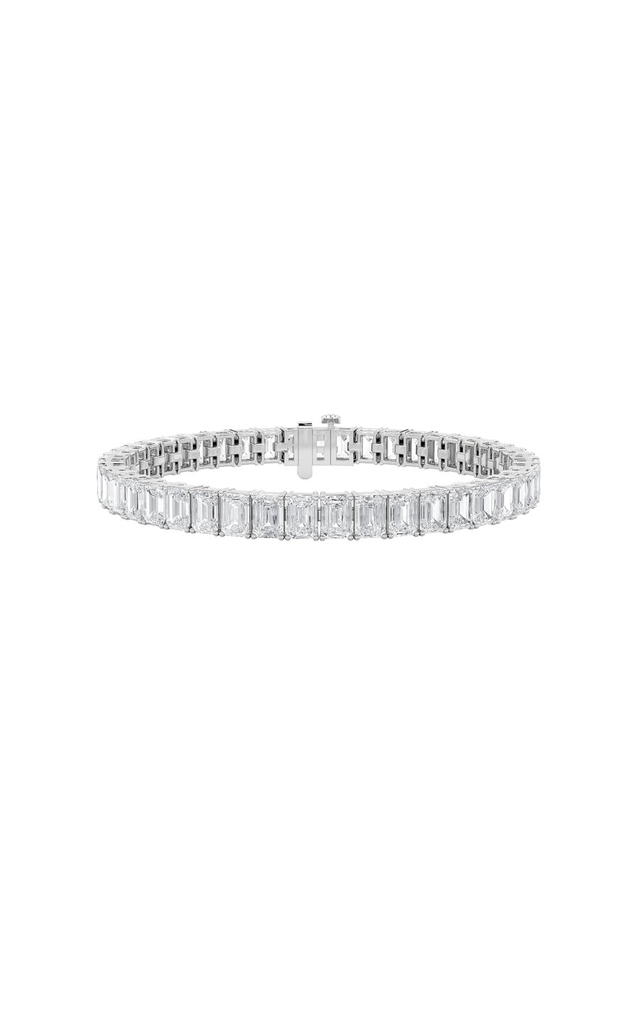 10Cttw Emerald Shaped Lab Grown Diamond (F/VS) Bracelet in 14K Gold