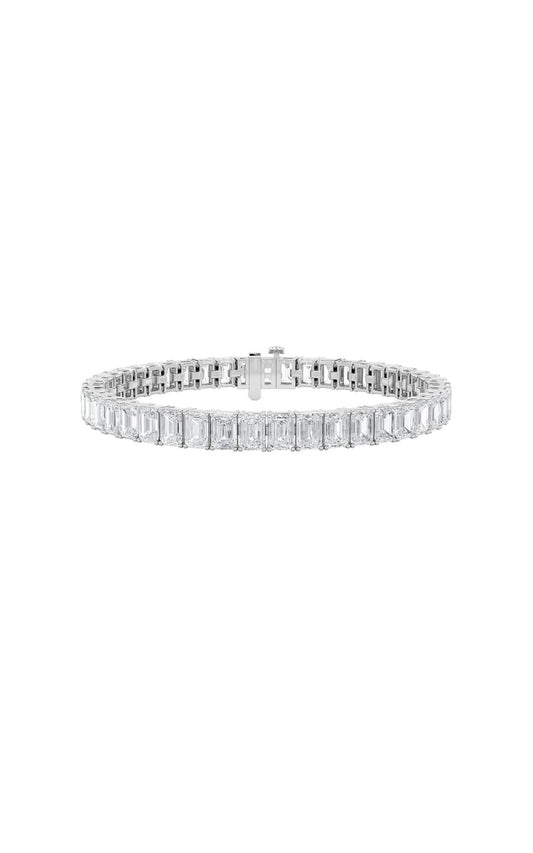 10Cttw Emerald Shaped Lab Grown Diamond (F/VS) Bracelet in 14K Gold