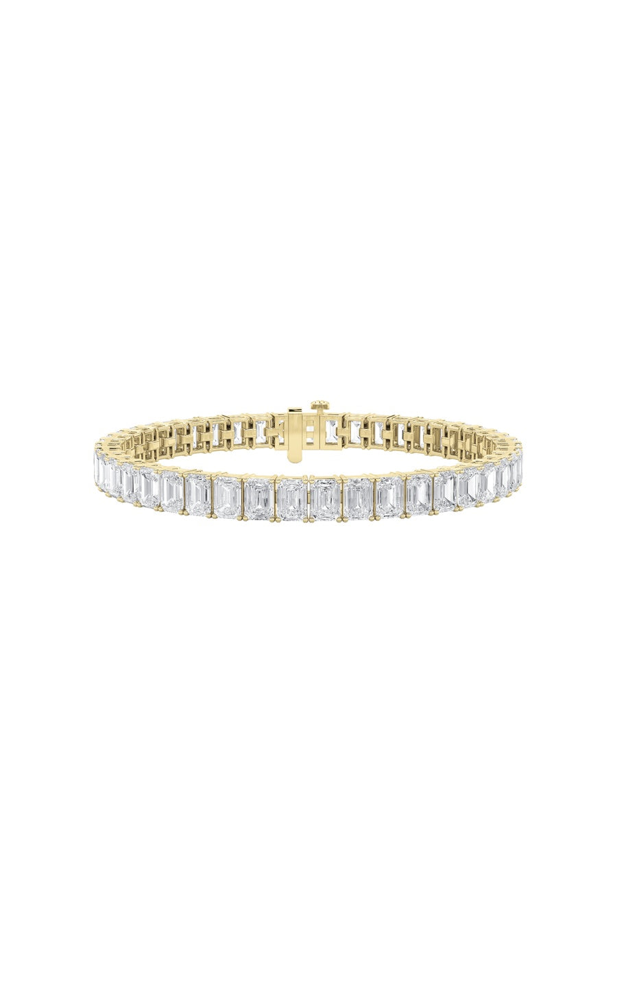 10Cttw Emerald Shaped Lab Grown Diamond (F/VS) Bracelet in 14K Gold
