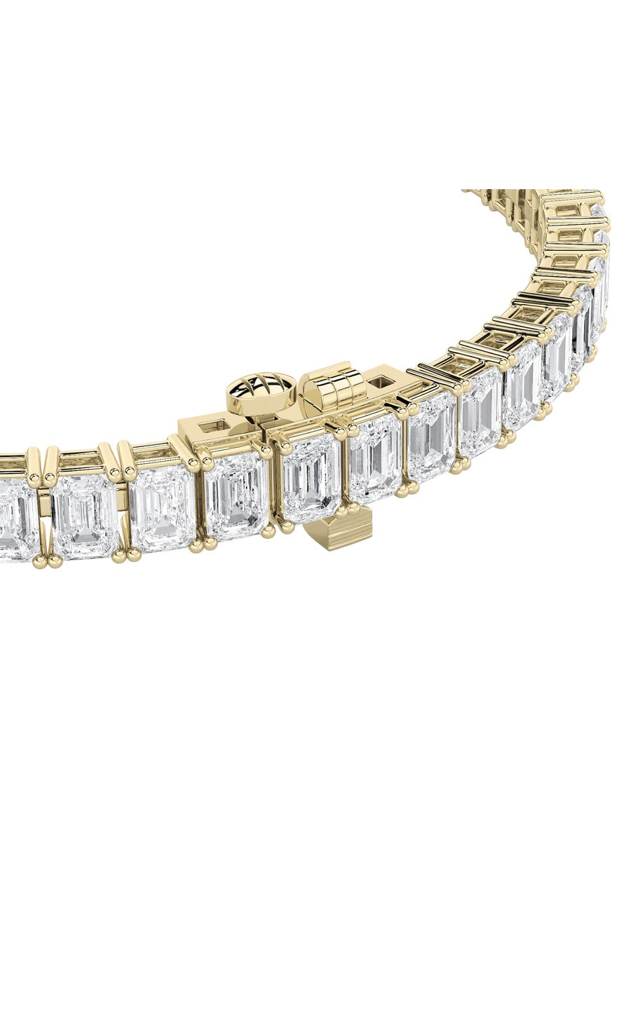 10Cttw Emerald Shaped Lab Grown Diamond (F/VS) Bracelet in 14K Gold