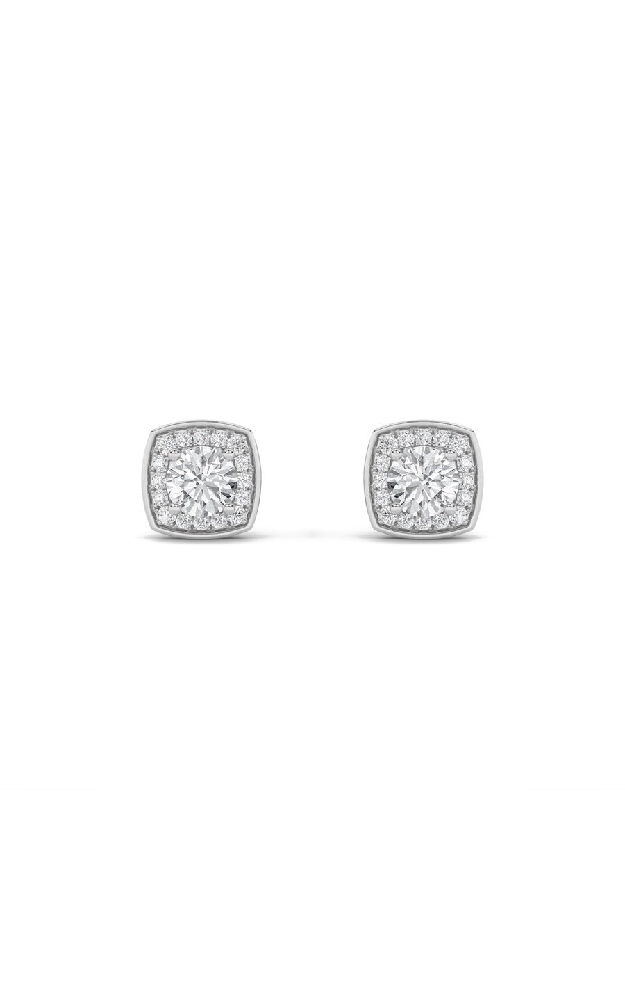 2Cttw Round Shaped Lab Grown Diamond (F/VS) Halo Stud Earrings in 14K Gold