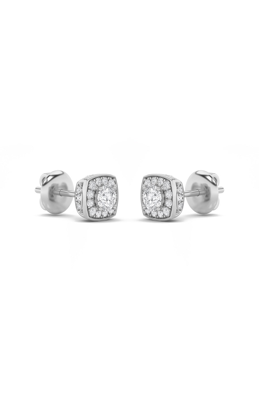 2Cttw Round Shaped Lab Grown Diamond (F/VS) Halo Stud Earrings in 14K Gold