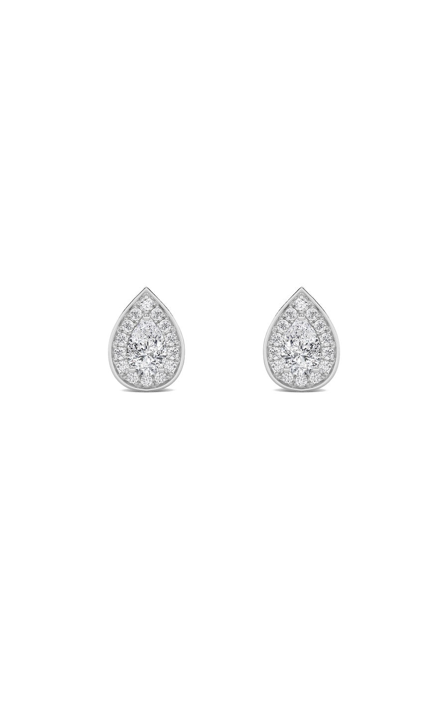 2Cttw Pear Shaped Lab Grown Diamond (F/VS) Halo Stud Earrings in 14K Gold