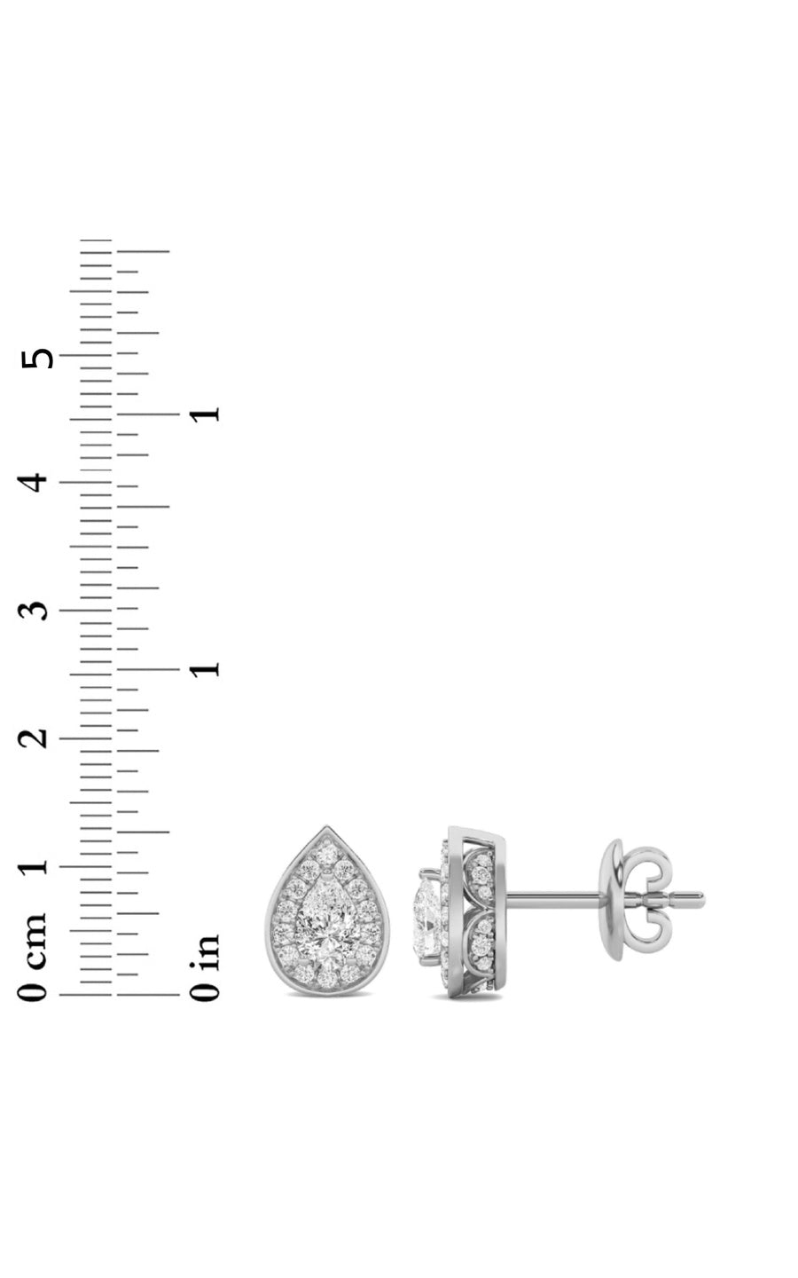 2CTW Pear Shaped Lab Grown Diamond (F/VS) Halo Stud Earrings in 14K Gold