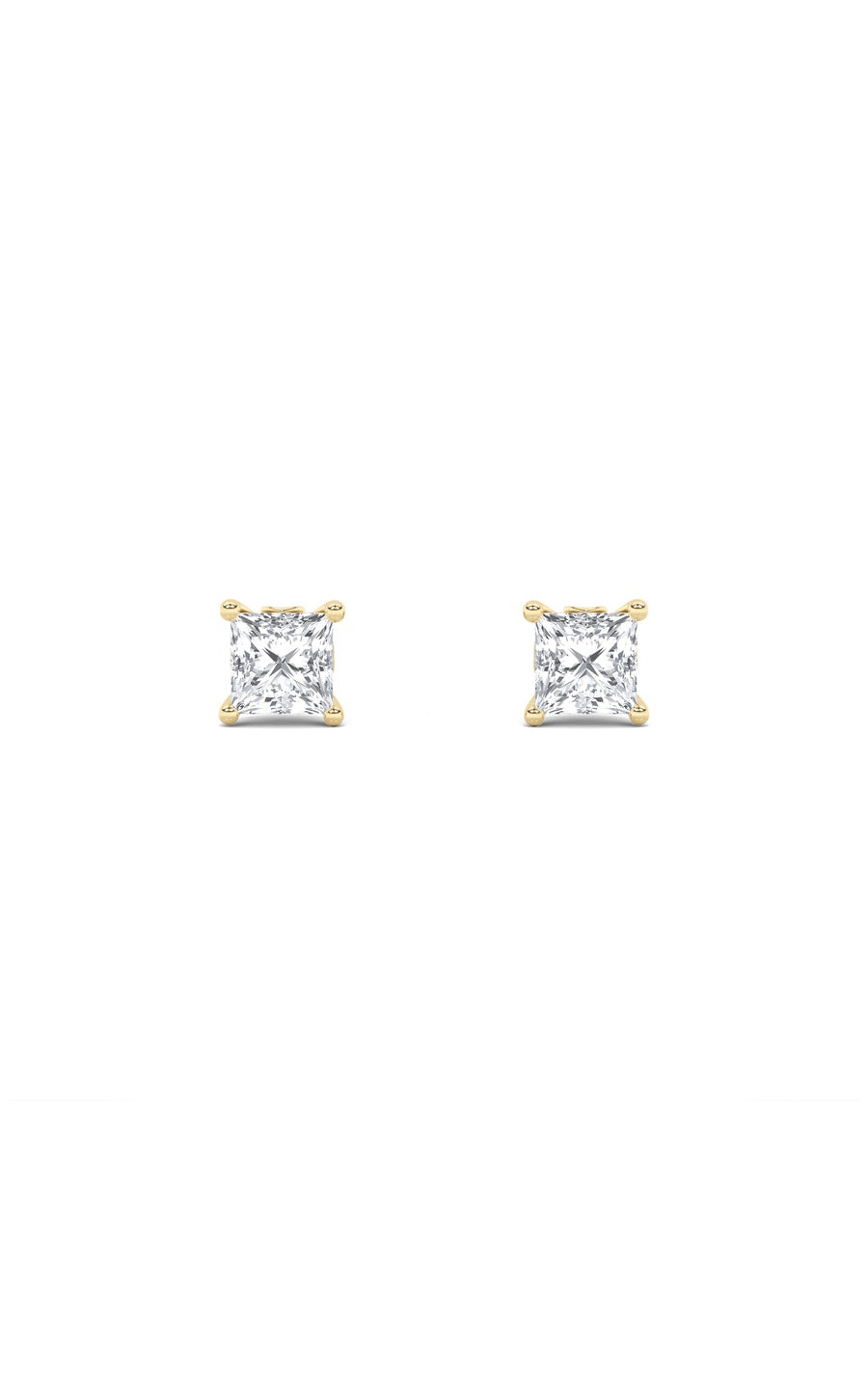 3Cttw Princess Shaped Lab Grown Diamond (F/VS) Tulip Head Stud Earrings in 14K Gold