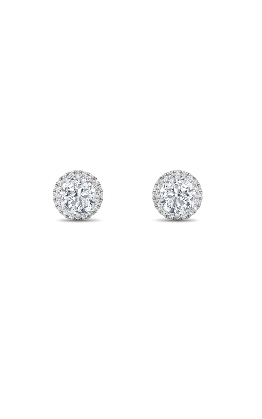 1Cttw Round Shaped Lab Grown Diamond (F/VS) Halo Stud Earrings in 14K Gold