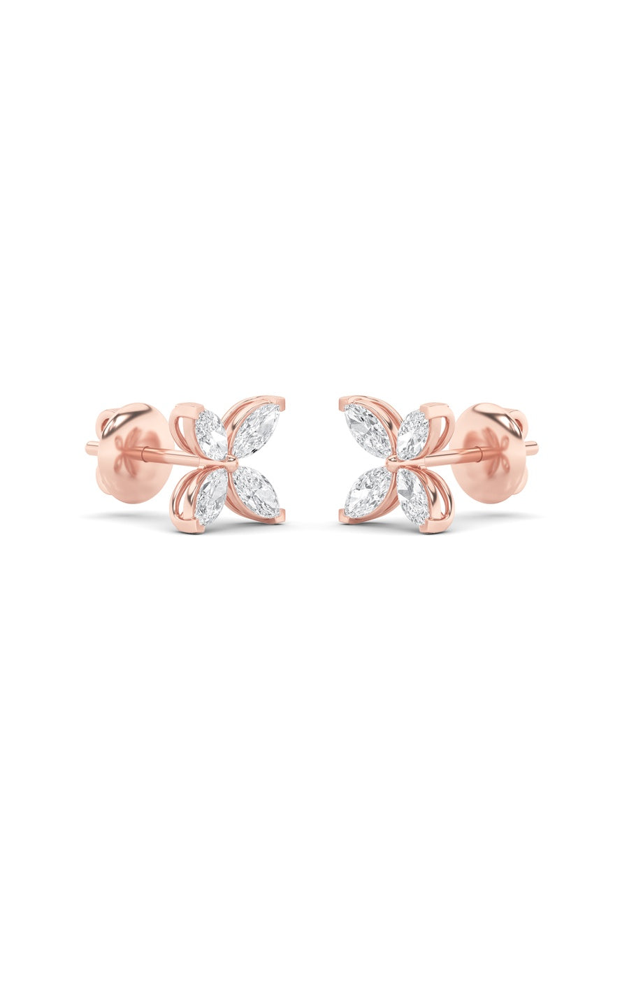 1.5Cttw Marquise Shaped Lab Grown Diamond (G/VS) Flower Earrings in 14K Gold