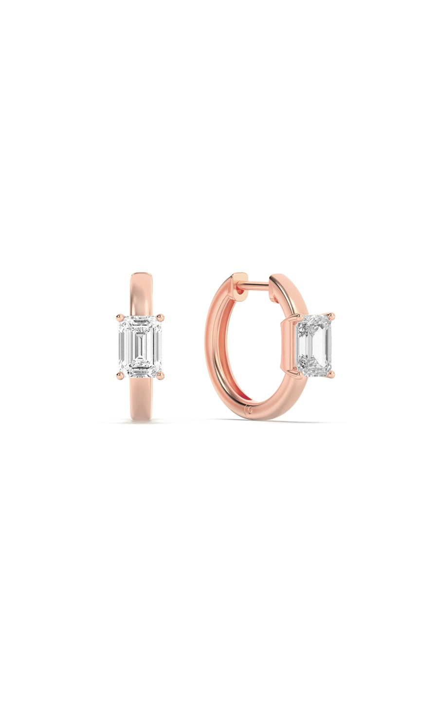 1.5Cttw Emerald Shaped Lab Grown Diamond (F/VS) Solitaire Huggie Earrings in 14K Gold