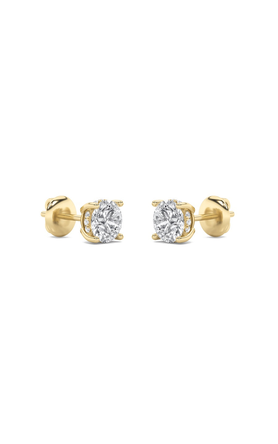 1Cttw Round Shaped Lab Grown Diamond (F/VS) HiddenHalo Stud Earrings in 14K Gold