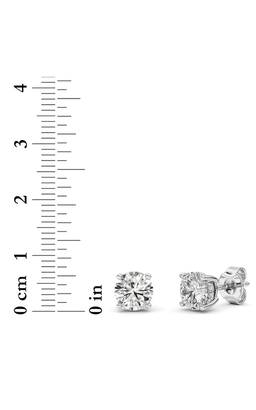 3Cttw Round Shaped Lab Grown Diamond (F/VS) HiddenHalo Stud Earrings in 14K Gold