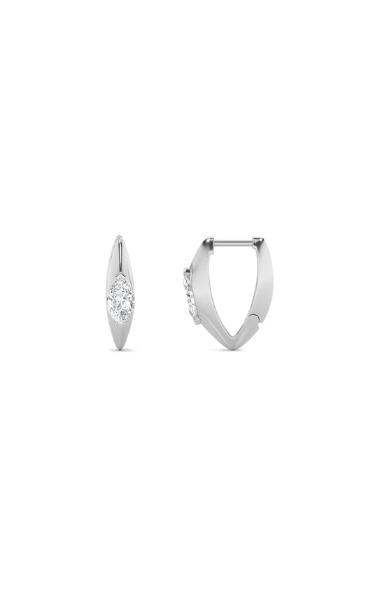 1Cttw Marquise Shaped Lab Grown Diamond (F/VS) Solitaire Huggie  Earrings in 14K Gold