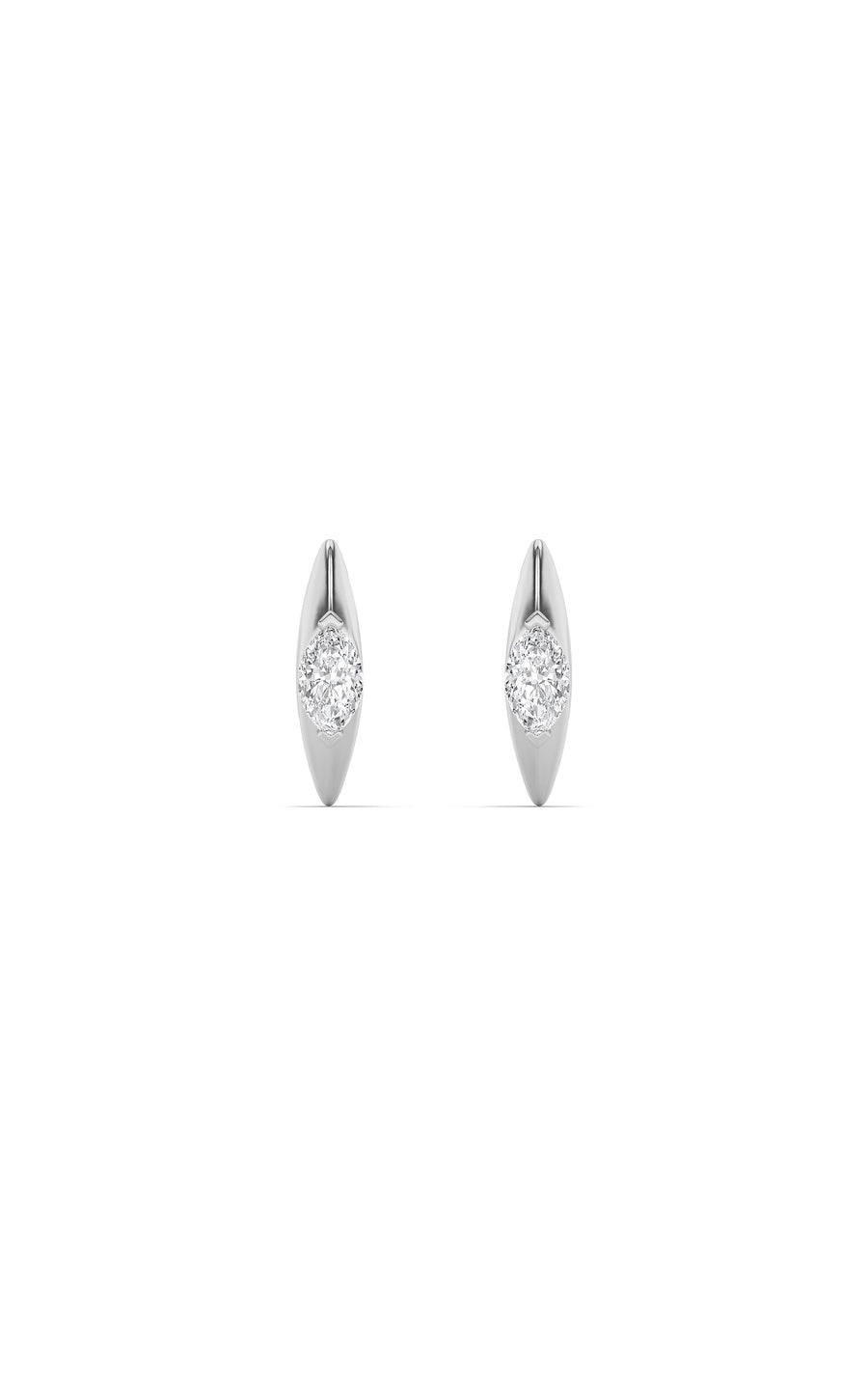 1Cttw Marquise Shaped Lab Grown Diamond (F/VS) Solitaire Huggie  Earrings in 14K Gold