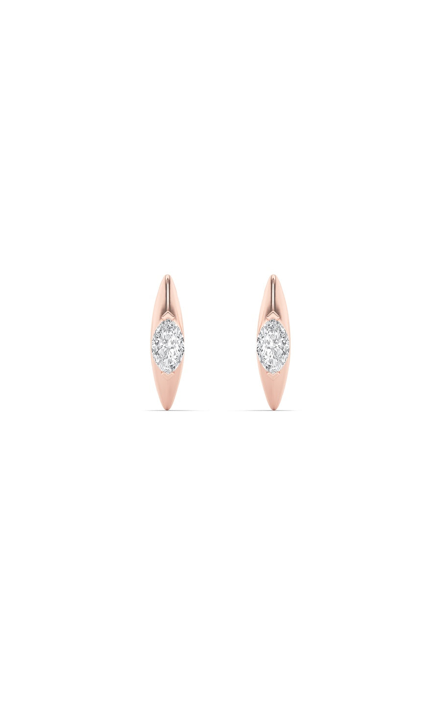 1Cttw Marquise Shaped Lab Grown Diamond (F/VS) Solitaire Huggie  Earrings in 14K Gold