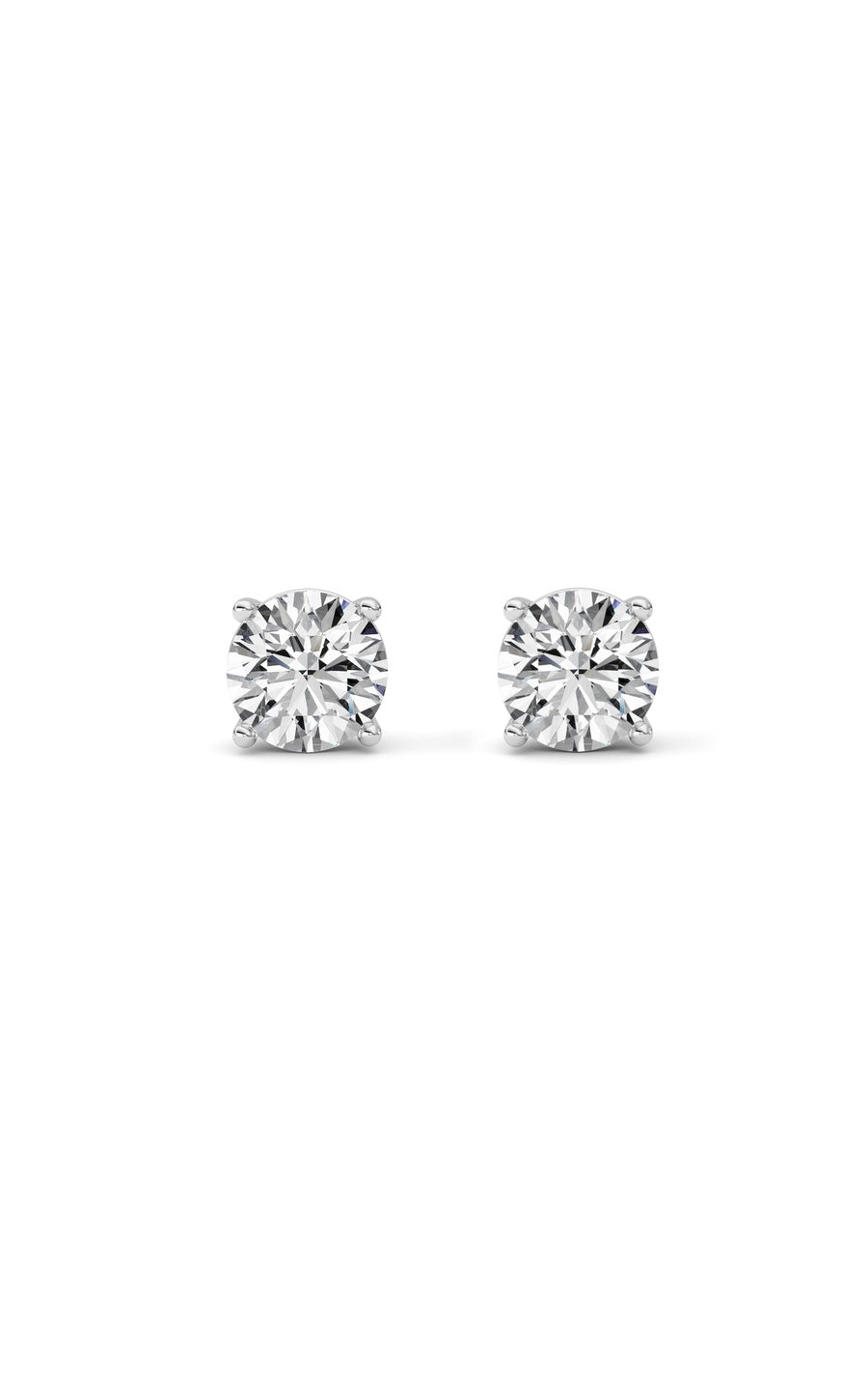 4Cttw Round Shaped Lab Grown Diamond (G/VS) Stud Earrings in 14K White Gold