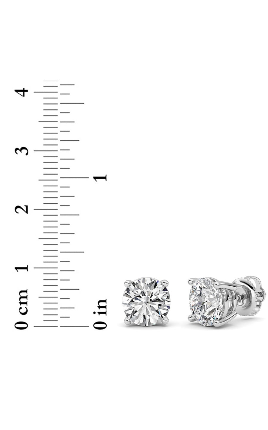 4Cttw Round Shaped Lab Grown Diamond (G/VS) Stud Earrings in 14K White Gold