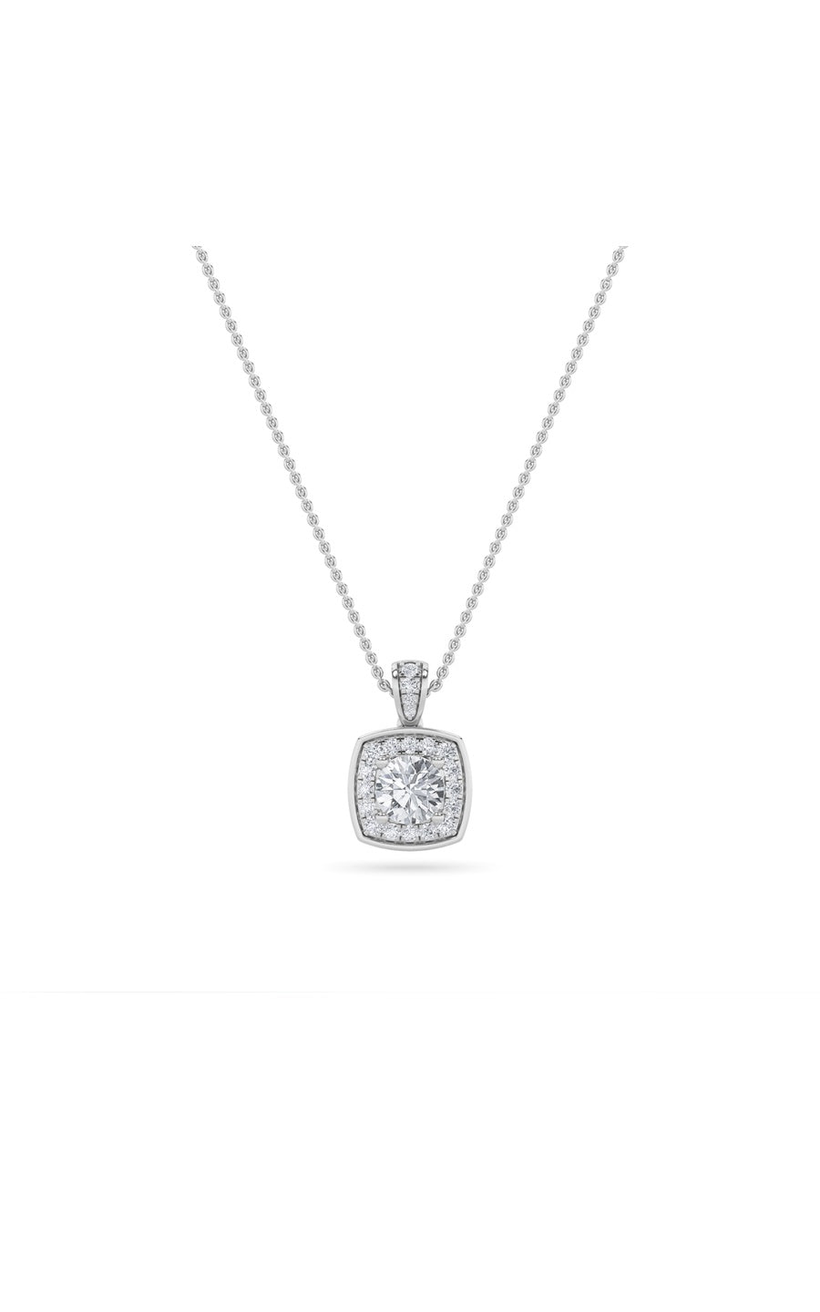 0.75Cttw Round Shaped Lab Grown Diamond (F/VS) Halo Pendant in 14K Gold