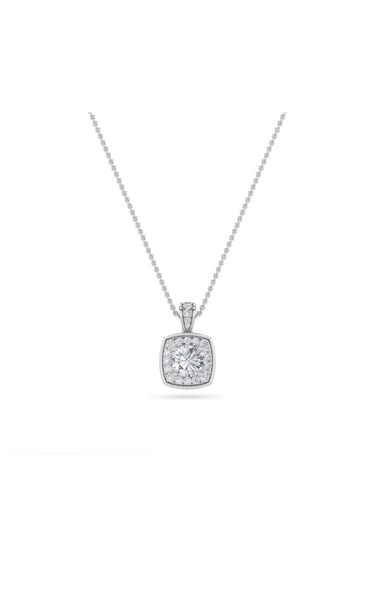 0.75Cttw Round Shaped Lab Grown Diamond (F/VS) Halo Pendant in 14K Gold