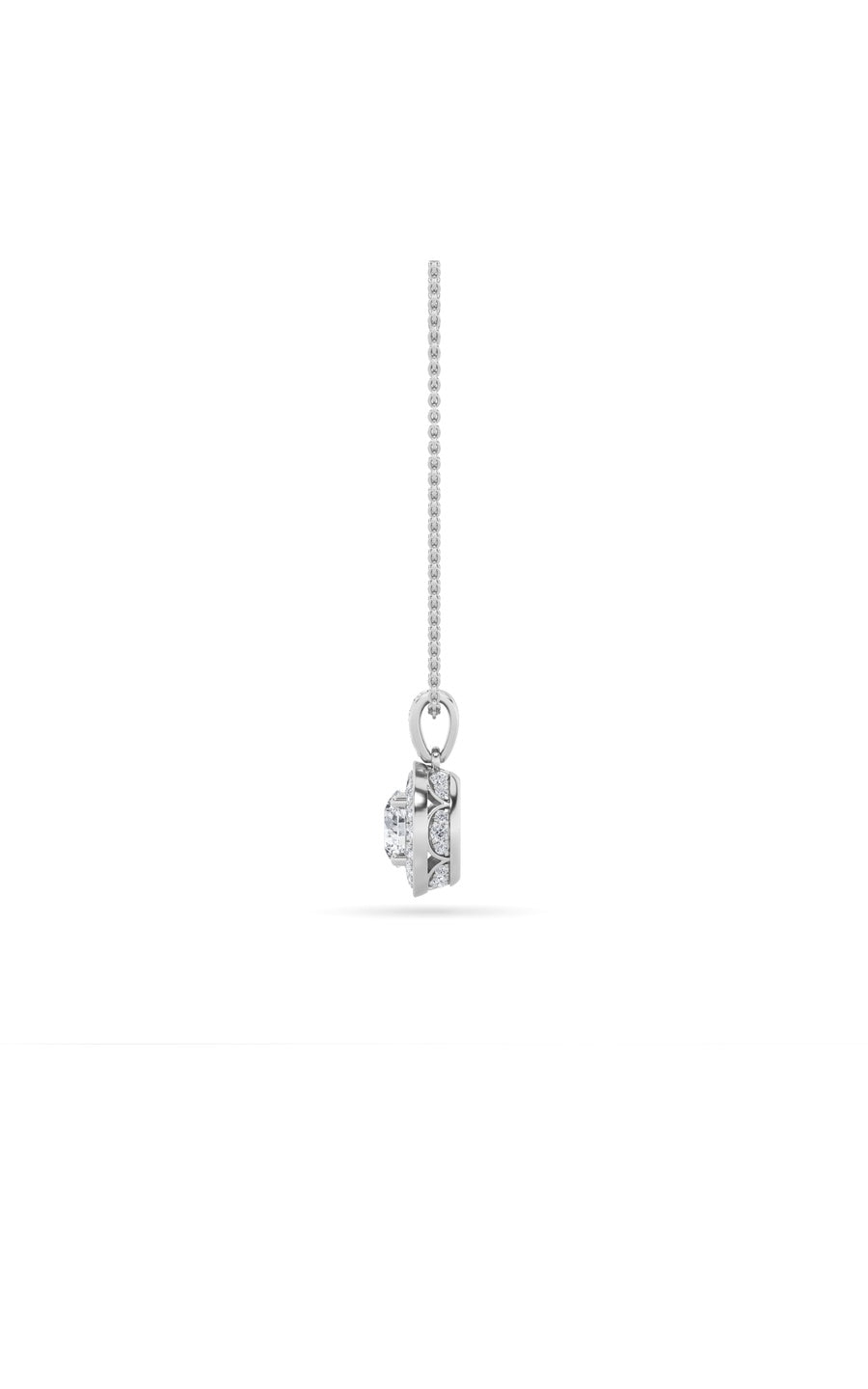 0.75Cttw Round Shaped Lab Grown Diamond (F/VS) Halo Pendant in 14K Gold