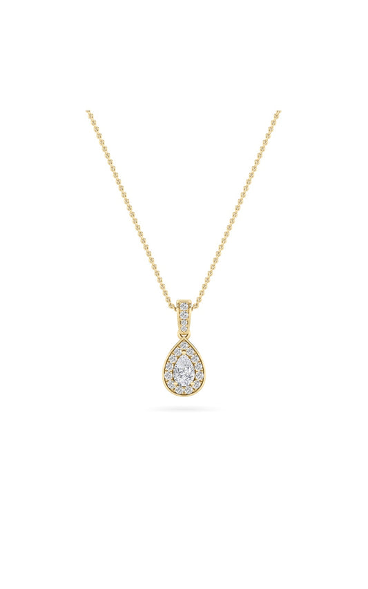 1.25Cttw Pear Shaped Lab Grown Diamond (F/VS) Halo Pendant in 14K Gold