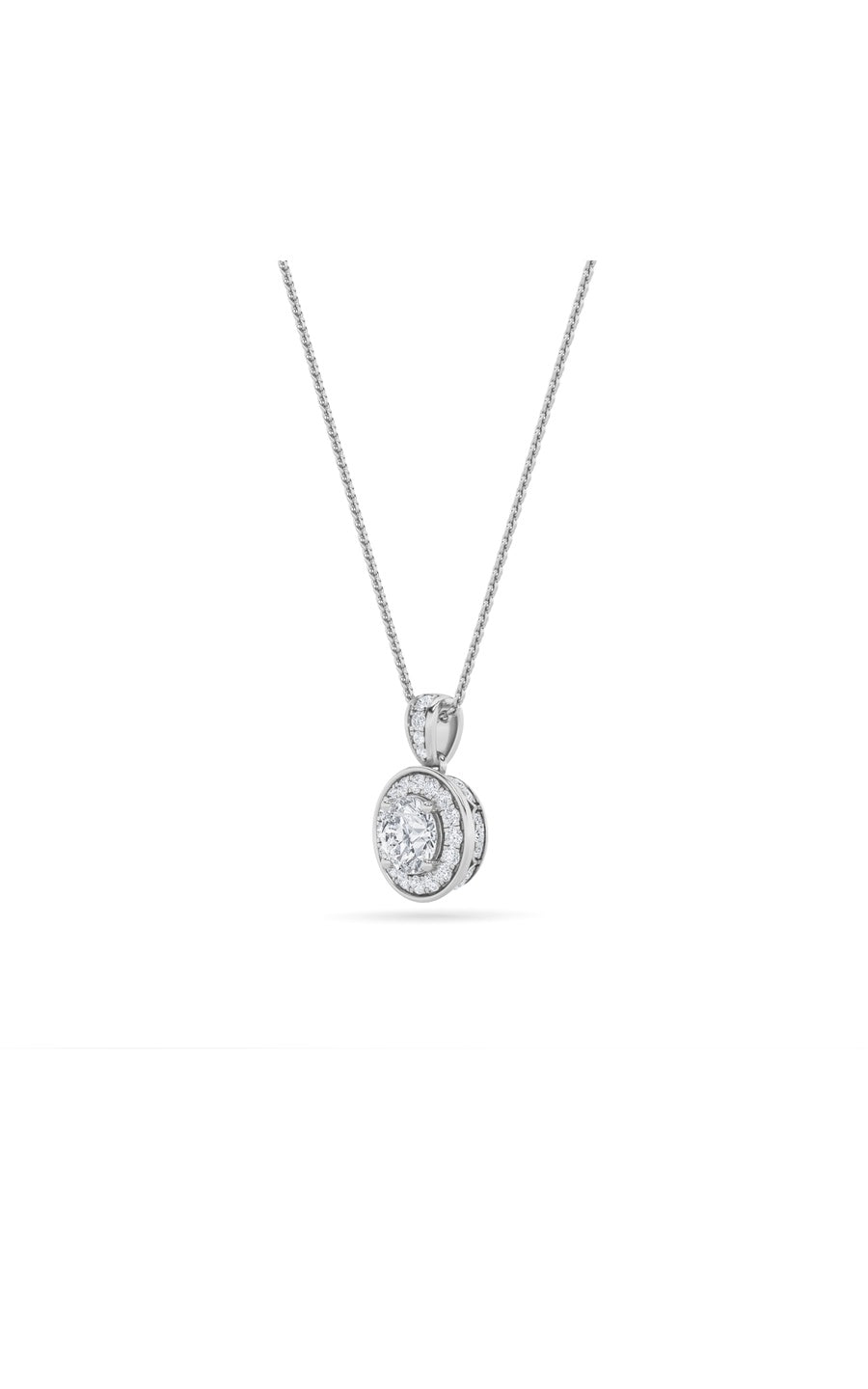 0.75Cttw Round Shaped Lab Grown Diamond (F/VS) Halo Pendant in 14K Gold