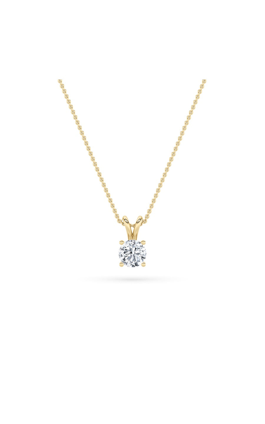 1Cttw Round Shaped Lab Grown Diamond (F/VS) SplitBale Solitaire Pendant in 14K Gold