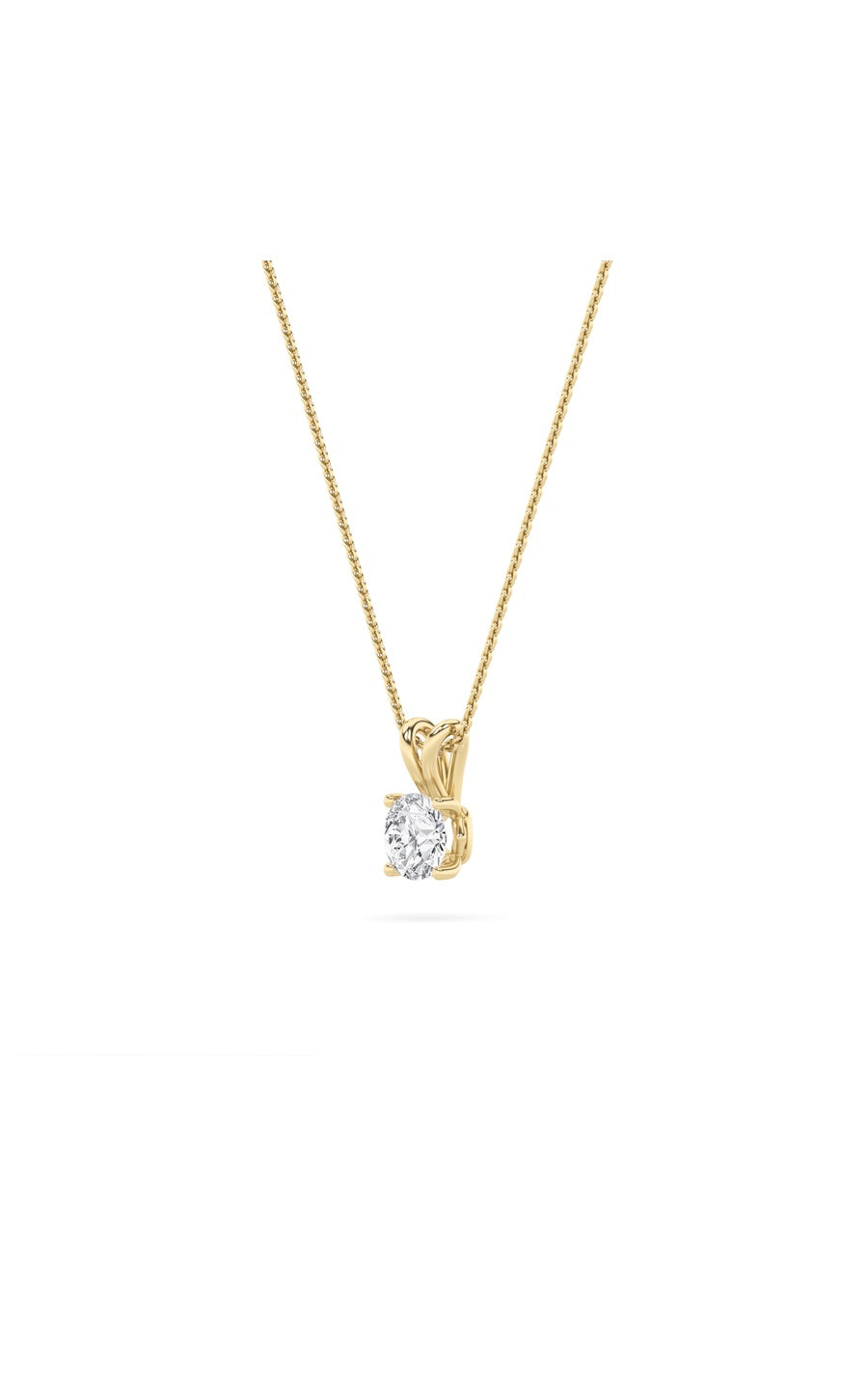 1Cttw Round Shaped Lab Grown Diamond (F/VS) SplitBale Solitaire Pendant in 14K Gold