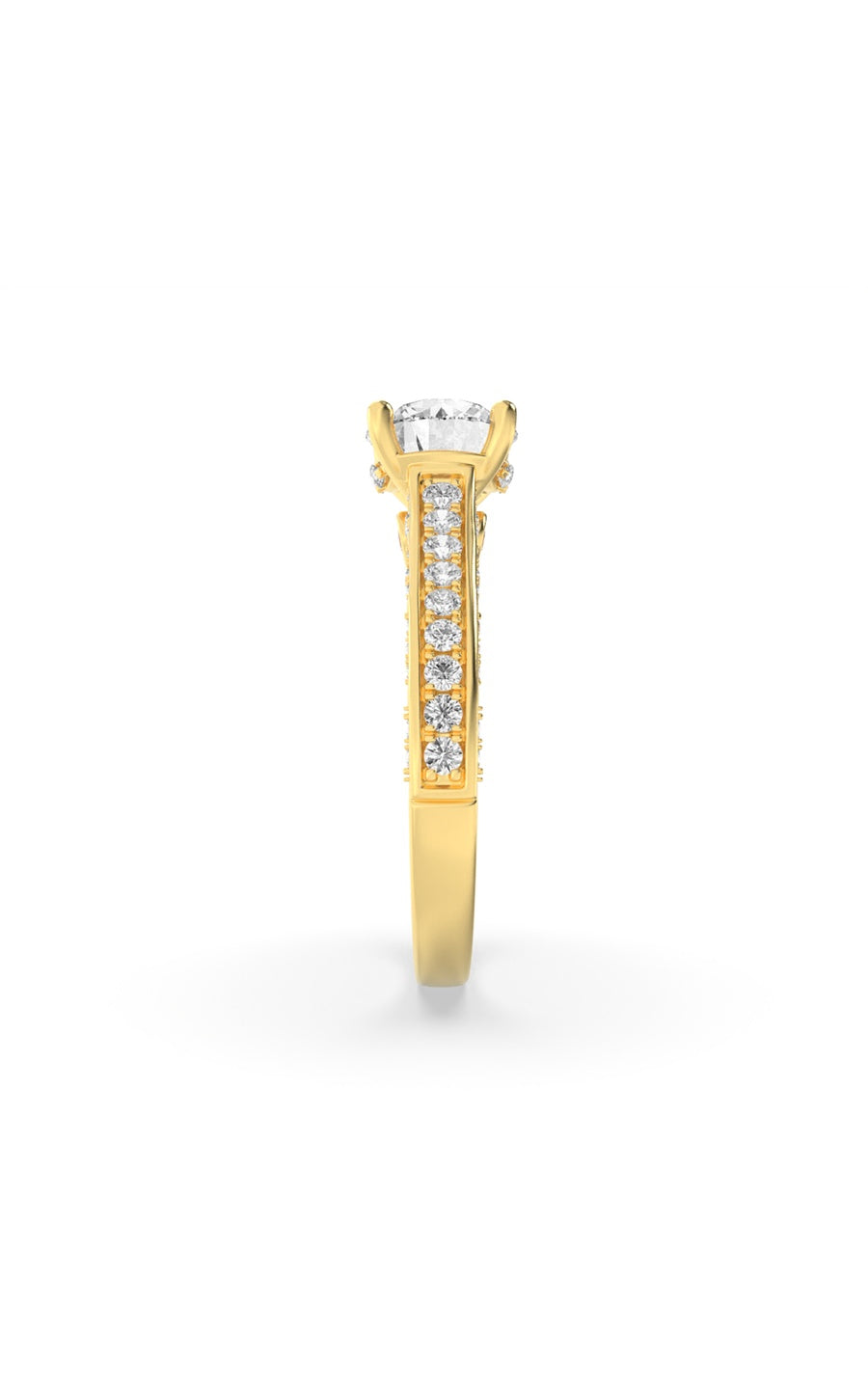 2Cttw Round Shaped Lab Grown Diamond (F/VS) Accented Engagement Ring in 14K Gold