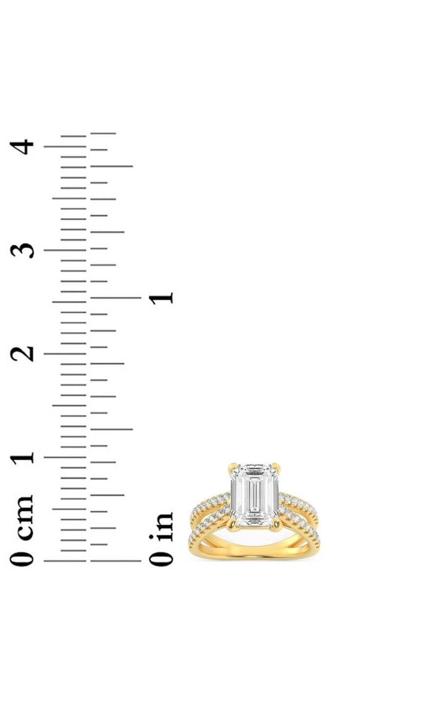 2Cttw Emerald Shaped Lab Grown Diamond (F/VS) Cross Shank Accented Engagement Ring in 14K Gold