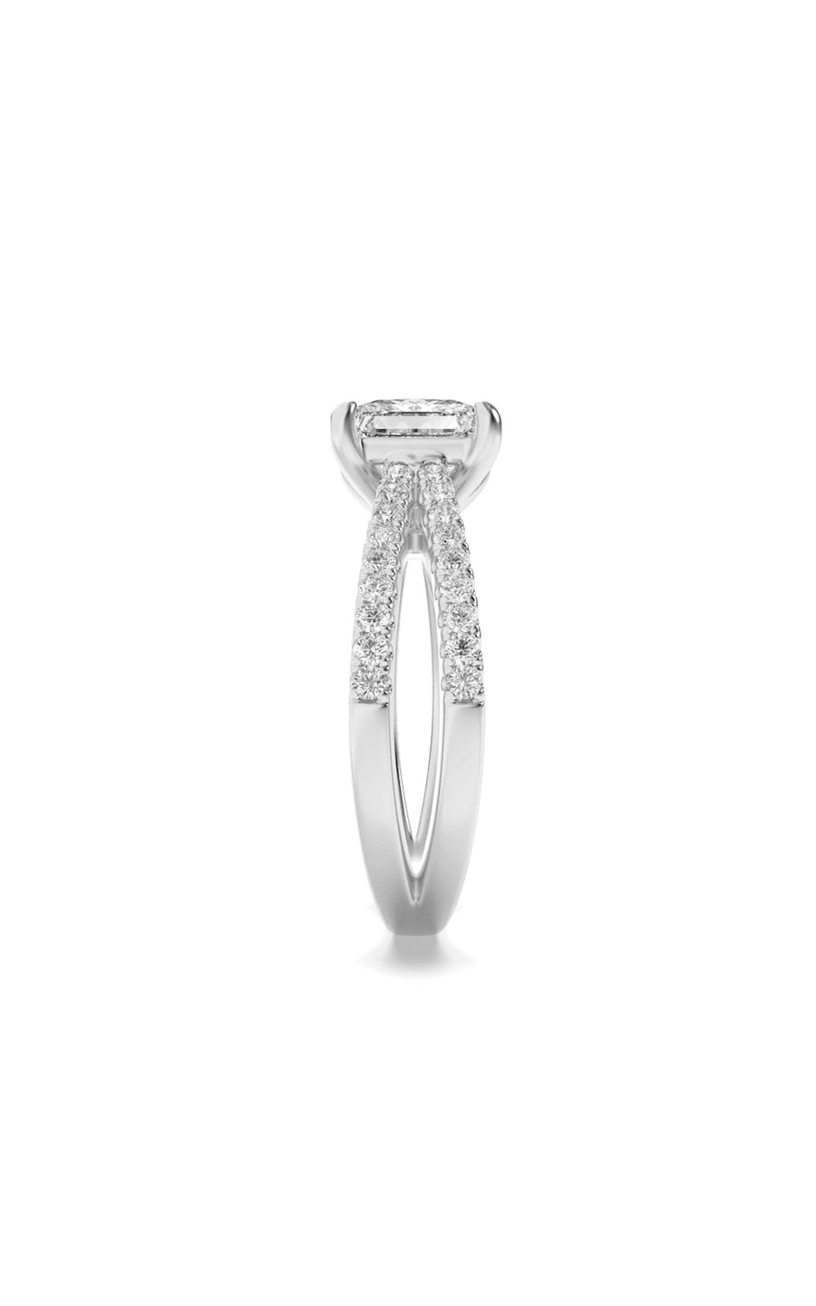 2Cttw Princess Shaped Lab Grown Diamond (F/VS) Cross Shank Accented Engagement Ring in 14K Gold
