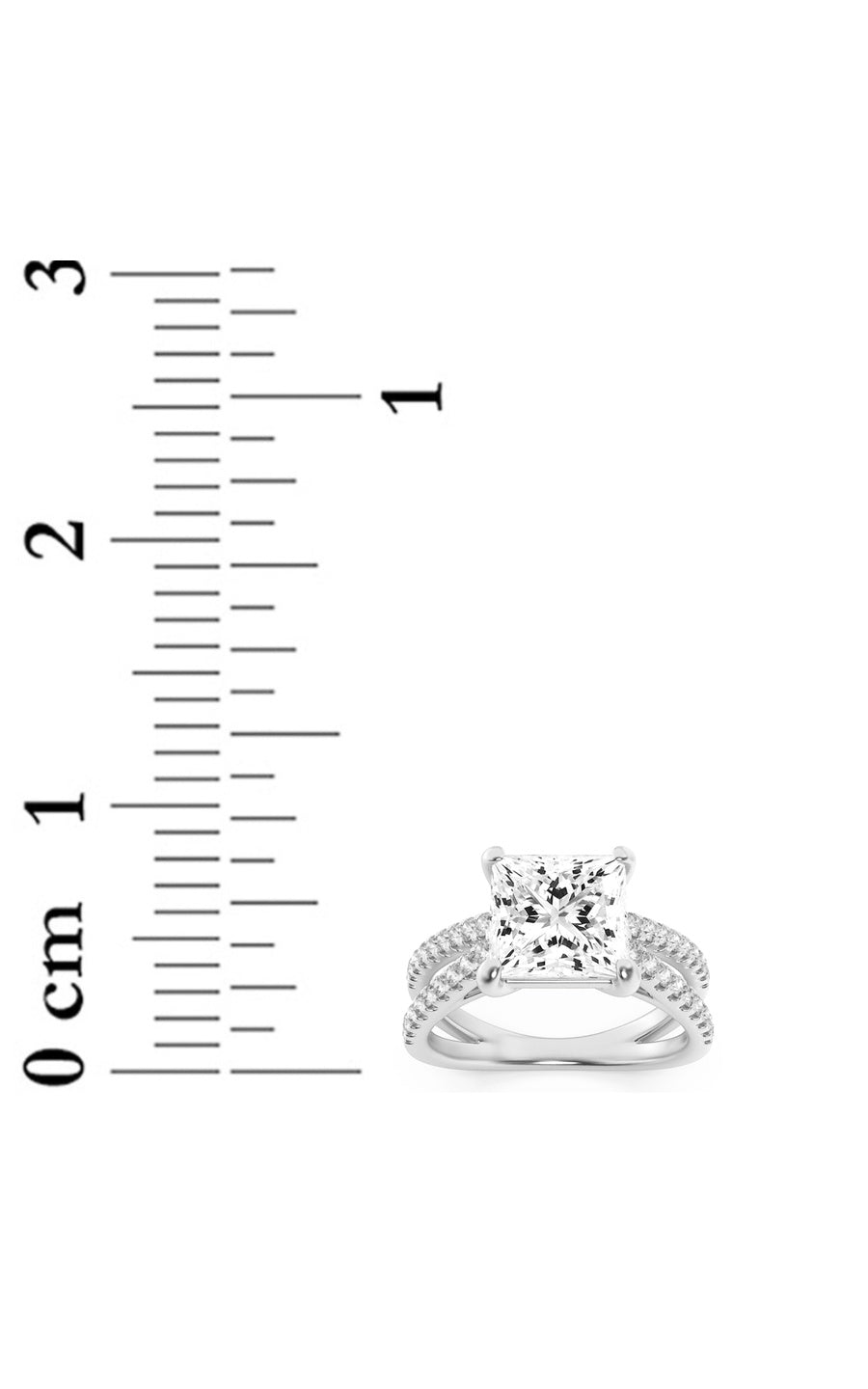 2Cttw Princess Shaped Lab Grown Diamond (F/VS) Cross Shank Accented Engagement Ring in 14K Gold
